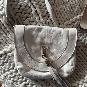 Elegant White Leather Crossbody Bag